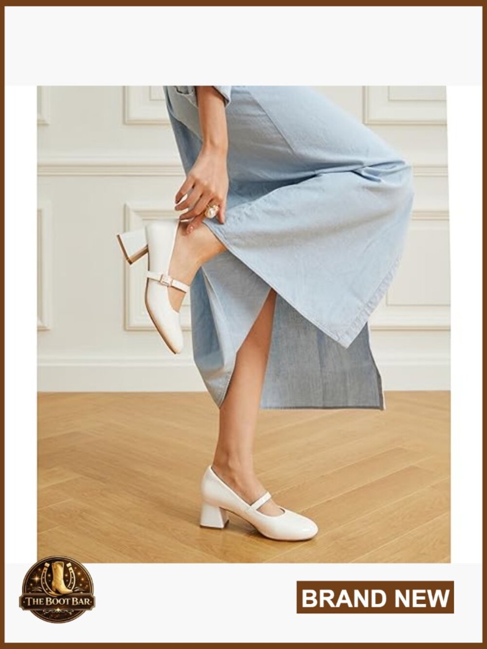 Chunky Mary Jane Pumps with Block Heel and Adjustable Strap - Picture 2 of 7